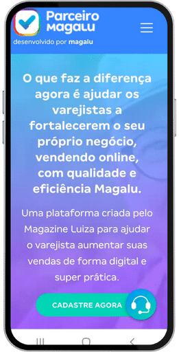Print da tela inicial do app Parceiro Magalu