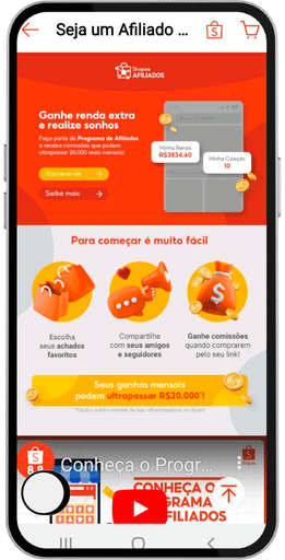 Print da tela inicial do app Shopee
