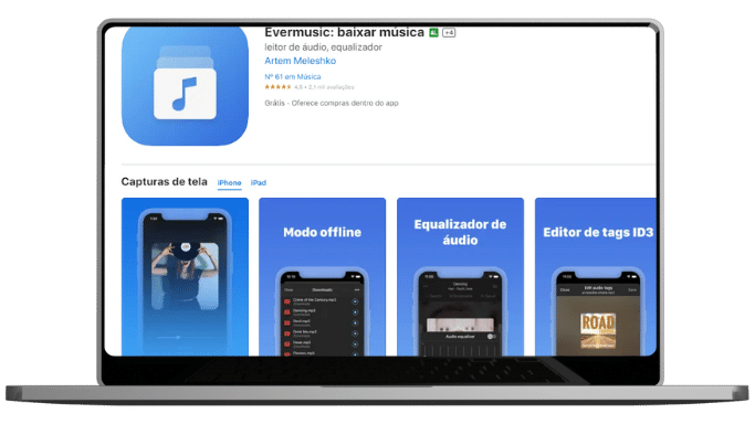 evermusic app para baixar música no iphone